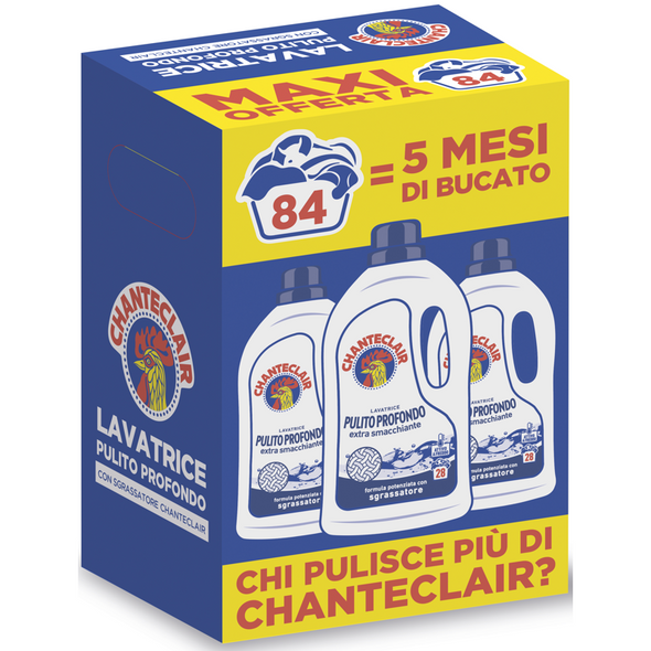 CHANTECLAIR DETERSIVO LIQUIDO LAVATRICE PULITO PROFONDO 3 PEZZI DA 28 LAVAGGI 1260 ML
