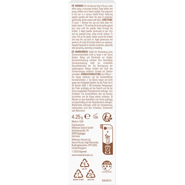HAWAIIAN TROPIC MINERAL PROTECTION POWDER BRUSH SPF30