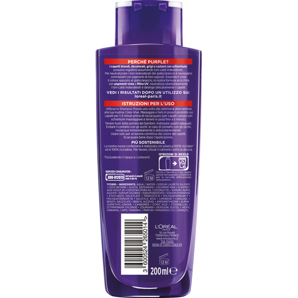ELVIVE COLOR VIVE PURPLE SHAMPOO ANTI GIALLO 200 ML