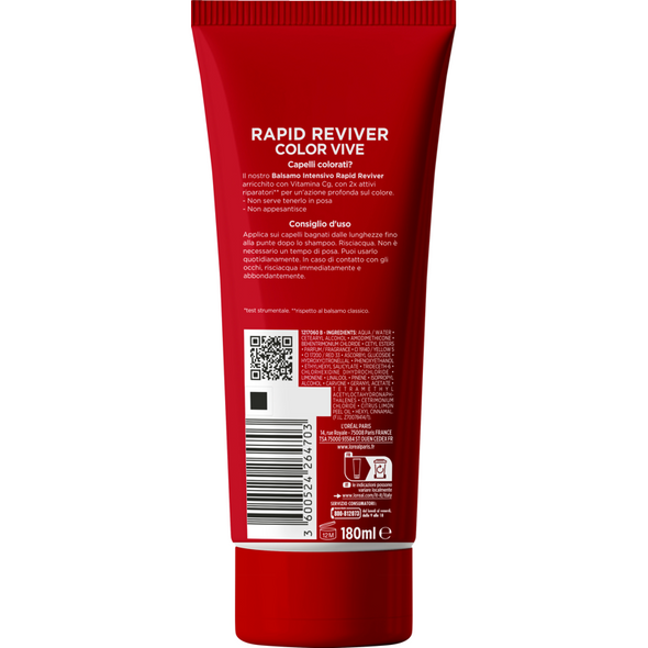 ELVIVE COLOR VIVE RAPID REVIVER BALSAMO INTENSIVO ISTANTANEO CAPELLI COLORATI 180 ML