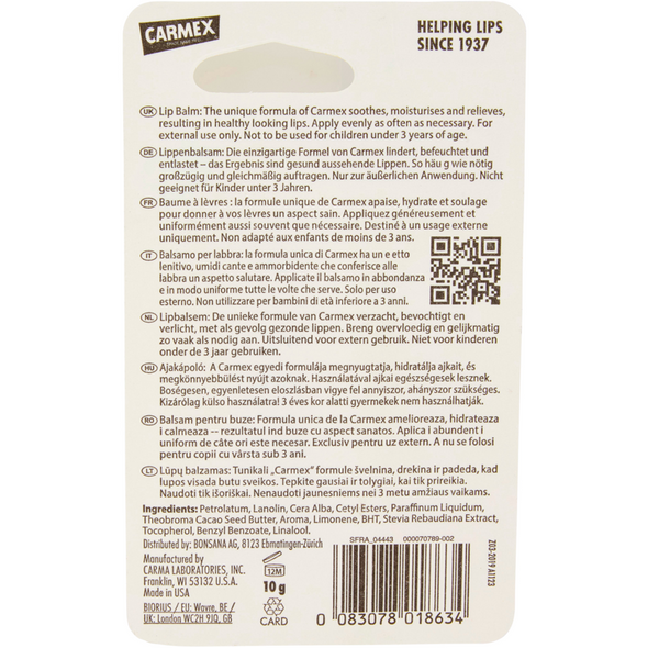 CARMEX LIP BALM PEACH MANGO TUBO 10 grammi
