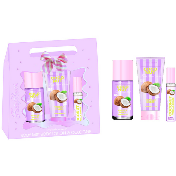 TRI COASTAL SET FRAGRANZA COCONUT VANILLA SHAKE; BODY MIST 75 ML + BODY LOTION 75 ML + COLOGNE 30 ML