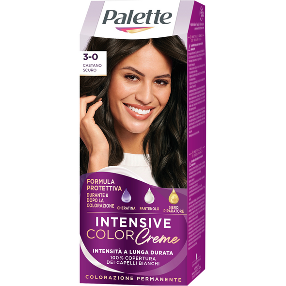 PALETTE INTENSIVE COLOR CREME COLORAZIONE PERMANENTE FORMULA PROTETTIVA N. 3-0 CASTANO SCURO