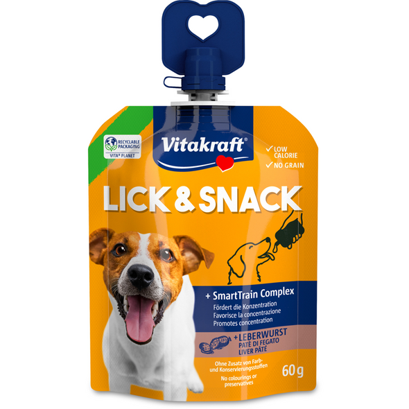 VITAKRAFT LICK & SNACK.SNACK CREMOSO PER CANI CON PATÈ DI FEGATO 60 GRAMMI