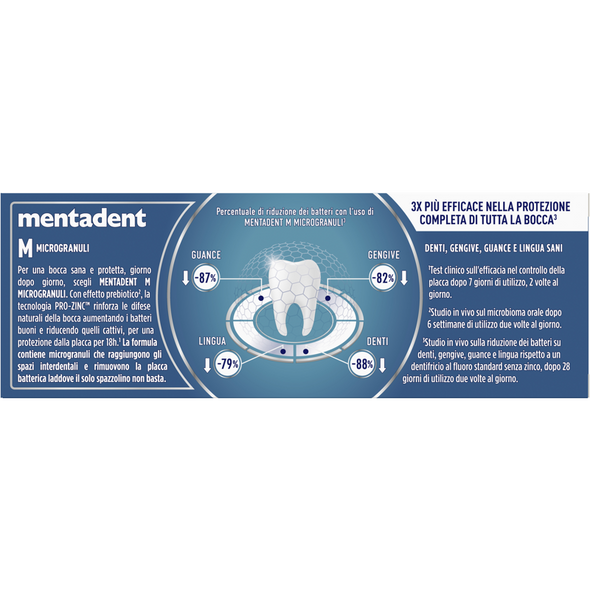 MENTADENT DENTIFRICIO MICROGRANULI RINFORZA LE DIFESE 2 PEZZI DA 75 ML