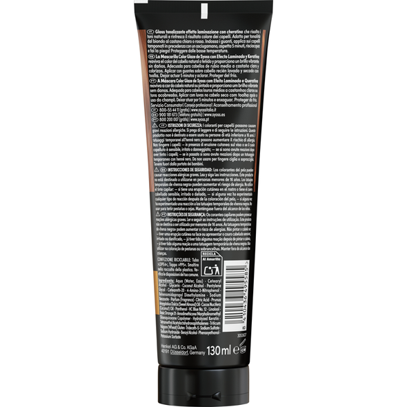SYOSS COLOR GLAZE MASCHERA COLORANTE ROSSO RAMATO DURATA FINO A 8 LAVAGGI TUBO 130 ML
