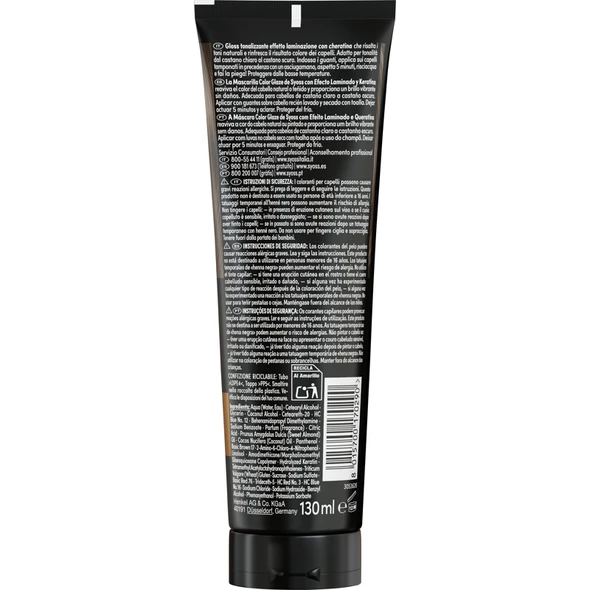 SYOSS COLOR GLAZE MASCHERA COLORANTE CASTANO FREDDO DURATA FINO A 8 LAVAGGI TUBO 130 ML