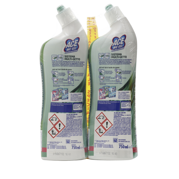 ACE WC GEL DISINCROSTANTE CON SISTEMA MULTIGETTO PACCO DOPPIO 2 PEZZI DA 750 ML