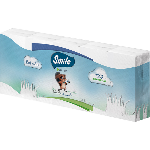 SMILE LUCART FAZZOLETTI 10x9 FAZZOLETTI 3 VELI 100% PURA CELLULOSA 