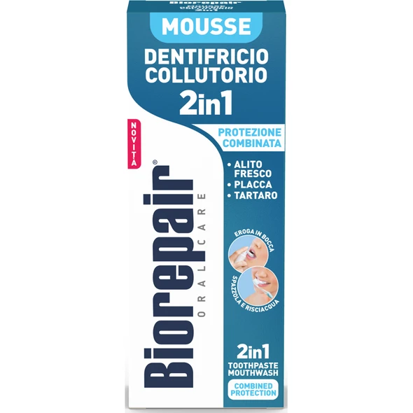 BIOREPAIR MOUSSE DENTIFRICIO COLLUTORIO 2in1 PROTEZIONE TOTALE 75 ML