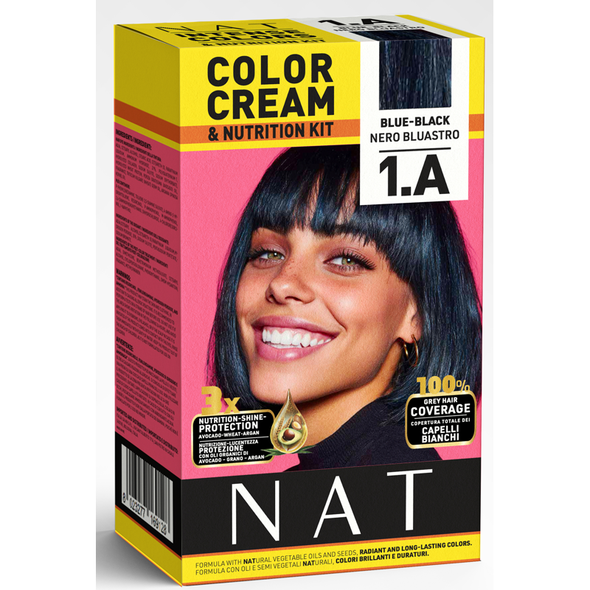 NAT COLOR CREAM FORMULA VEGETALE KIT COLORE NERO BLUASTRO 1.A