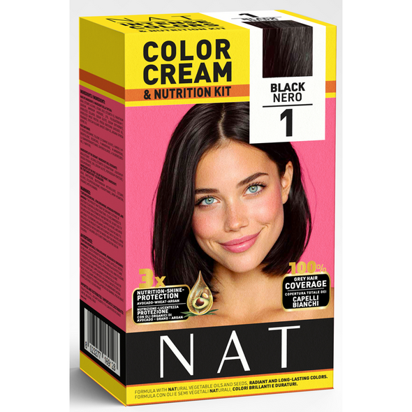 NAT COLOR CREAM FORMULA VEGETALE KIT COLORE NERO 1