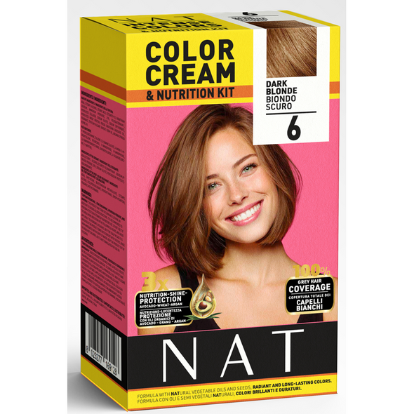NAT COLOR CREAM FORMULA VEGETALE KIT COLORE BIONDO SCURO 6  