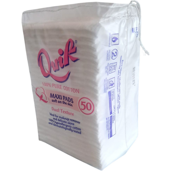 QUIK DISCHETTI RETTAGOLARI LEVA TRUCCO 100% PURO COTONE 50 PEZZI