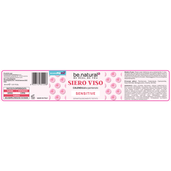 BE.NATURAL SIERO VISO SENSITIVE CON CALENDULA E PANTENOLO 30 ML