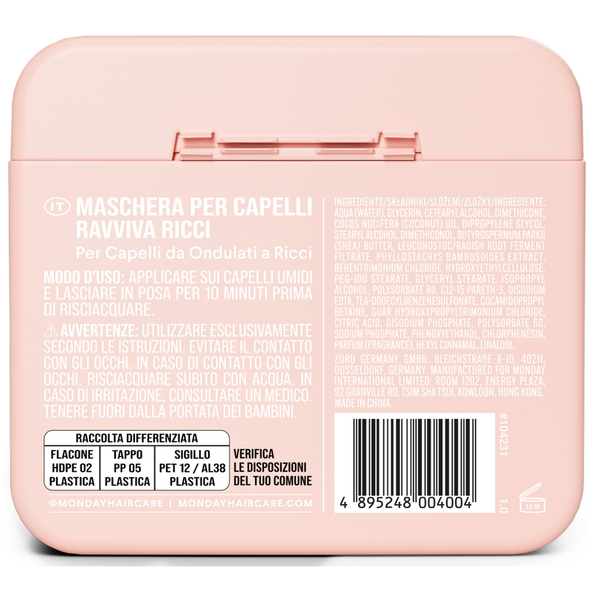 MONDAY MASCHERA CAPELLI RAVVIVA RICCI PER CAPELLI DA ONDULATI A RICCI 250 ML 