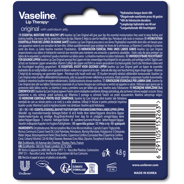 VASELINE LIP THERAPY BURROCACAO ORIGINAL 48h IDRATAZIONE