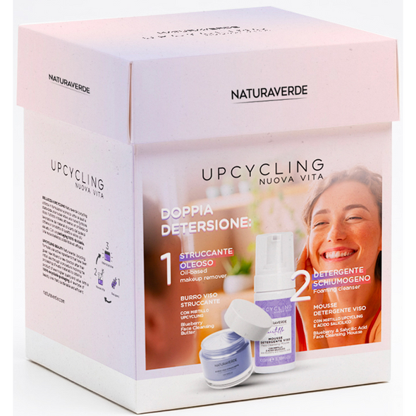 NATURAVERDE COFANETTO DOPPIA DETERSIONE - BURRO STRUCCANTE VISO CON MIRTILLO VASO 50 ML + MOUSSE DETERGENTE VISO CON MIRTILLO 100 ML 