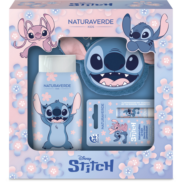 NATURAVERDE KIDS COFANETTO STITCH PORTACHIAVI/MONETE + DOCCIASHAMPOO 250 ML + BALSAMO LABBRA VANIGLIA