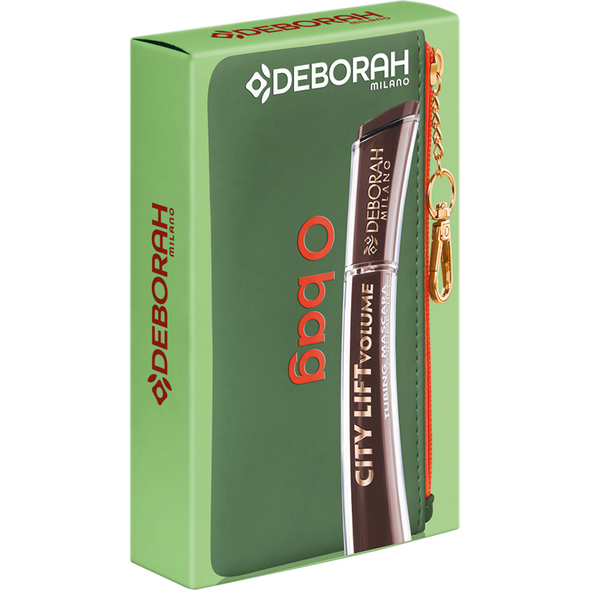 DEBORAH CONFEZIONE ASTUCCIO GOMMATO SIZE 16x18 VERDE/ARANCIO + MASCARA CITY LIFT VOLUME MARRONE