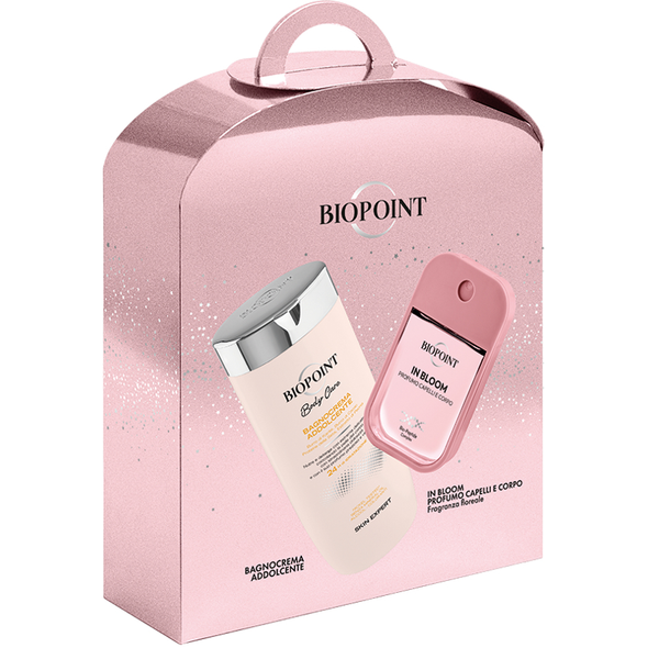 BIOPOINT CONFEZIONE BAGNOCREMA ADDOLCENTE 400 ML + PROFUMO FLOREALE CORPO E CAPELLI FULL BLOOM 45 ML