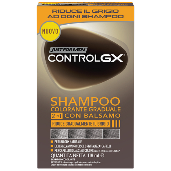 JUST FOR MEN CONTROL GX SHAMPOO COLORANTE GRADUALE 2in1 CON BALSAMO RIDUCE IL GRIGIO 118 ML