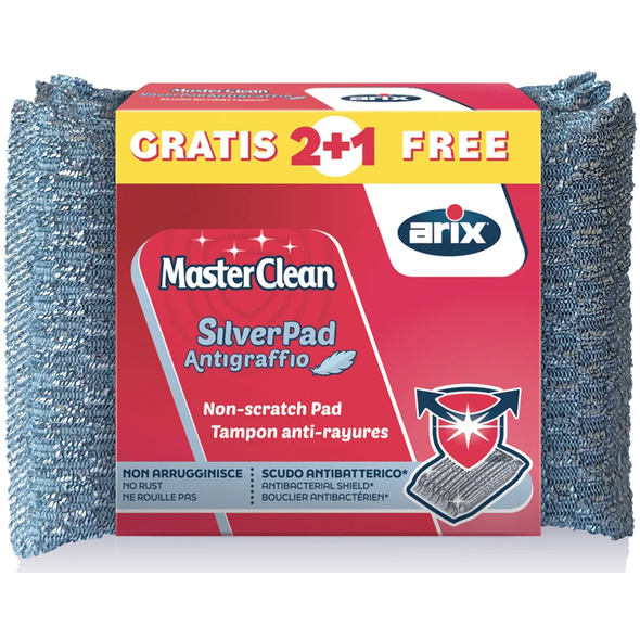 ARIX SPUGNA MASTERCLEAN SILVER PAD ANTIGRAFFIO CON ANTIBATTERICO 2+1pz
