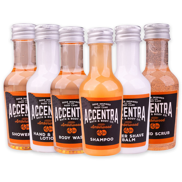 ACCENTRA MEN'S COLLECTION CONFEZIONE 6 PEZZI; BAGNOSCHIUMA 50 ML, LOZIONE MANI E CORPO 50 ML, SCRUB MANI 50 ML, GEL DOCCIA 50 ML, BALSAMO DOPOBARBA 50 ML, SHAMPOO 50 ML. PROFUMAZIONE AMBERWOOD