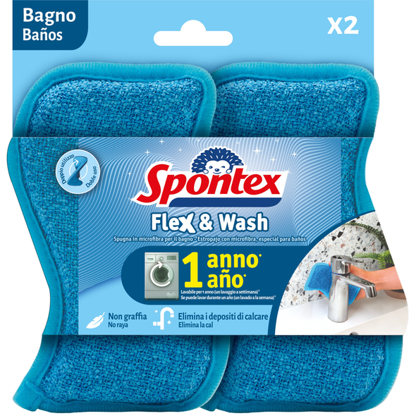 SPONTEX SPUGNA BAGNO FLEX & WASH 2 PEZZI