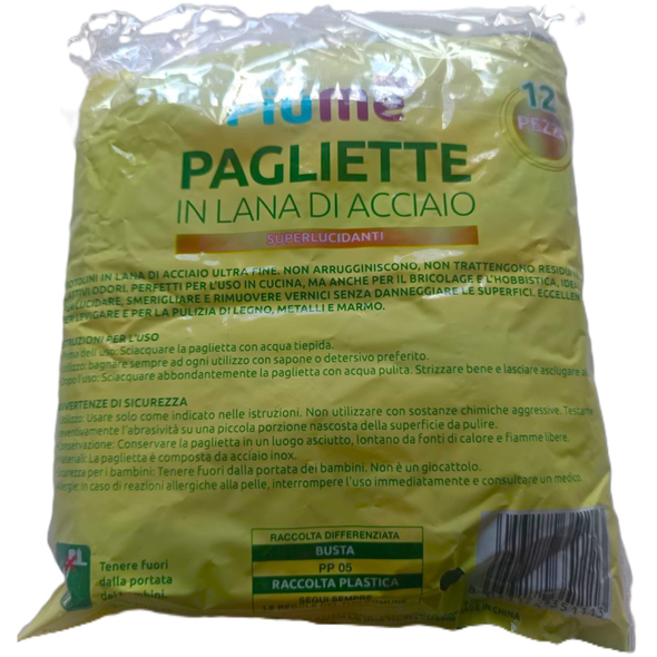 PIUME PAGLIETTE IN LANA D'ACCIAIO 12 PEZZI