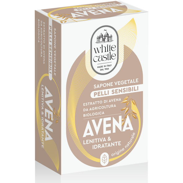 WHITE CASTLE SAPONE VEGETALE CON ESTRATTO DI AVENA DA AGRICOLTURA BIOLOGICA LENITIVA ED IDRATANTE 100 GRAMMI