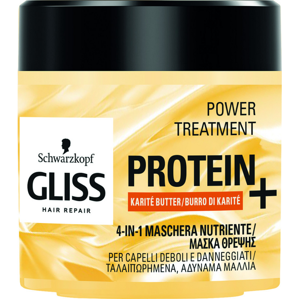 GLISS MASCHERA CAPELLI 4 IN 1 PROTEIN NUTRIENTE BURRO DI KARITE' CAPELLI DEBOLI E DANNEGGIATI VASO 400 ML