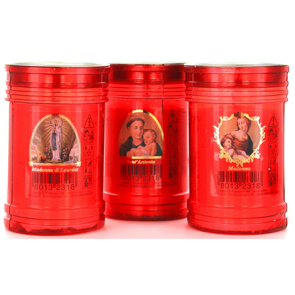 LUMINO VOTIVO SER 30T ROSSO IMMAGINI ASSORTITE LUMINI (durata 35 ore cad)