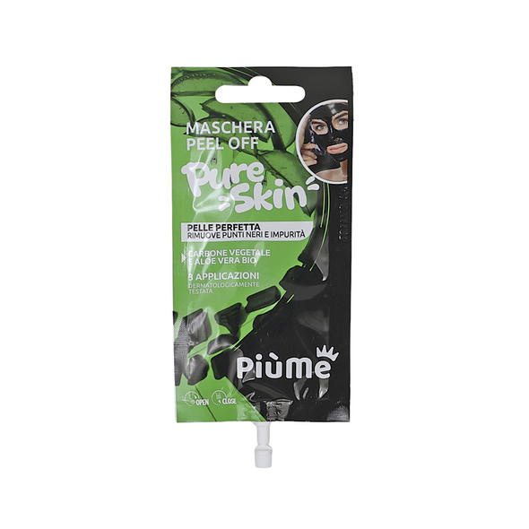 PIUME MASCHERA VISO PEEL OFF DETOX CARBONE VEGETALE MONODOSE 3 APPLICAZIONI