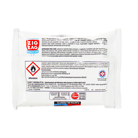 ZIG ZAG REPELLENTE ANTIPUNTURA PELLI SENSIBILI SALVIETTE 15 PZ