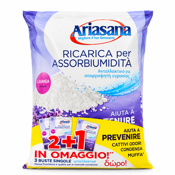 ARIASANA ASSORBIUMIDITA' RICARICA CRISTALLI LAVANDA 450 GRAMMI 3 PZ