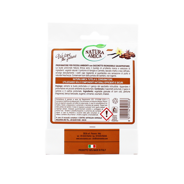 NATURA AMICA 2 BUSTE PROFUMATORE VANIGLIA E CANNELLA PER ARMADI E CASSETTI 