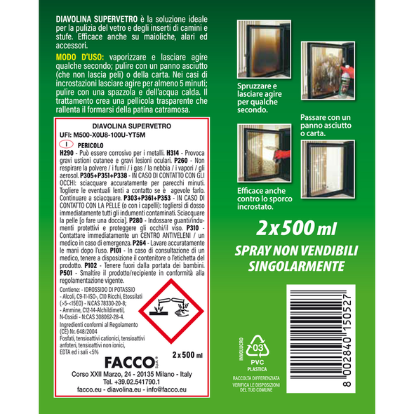 DIAVOLINA SUPER VETRO TRIGGER 2 PEZZI DA 500 ML 