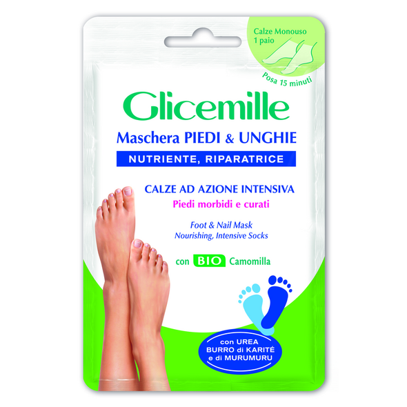 GLICEMILLE MASCHERA PIEDI & UNGHIE NUTRIENTE RIPARATRICE CALZE AD AZIONE INTENSIVA 1 PAIO MONOUSO POSA 15 MINUTI