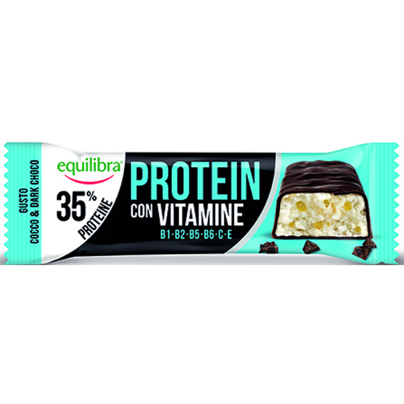 EQUILIBRA BARRETTA PROTEIN CON VITAMINE 35% COCCO & CIOCCOLATO FONDENTE