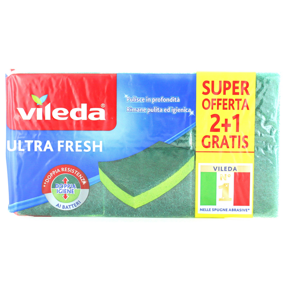 VILEDA ULTRA FRESH SPUGNA ABRASIVA PEZZI 2+1