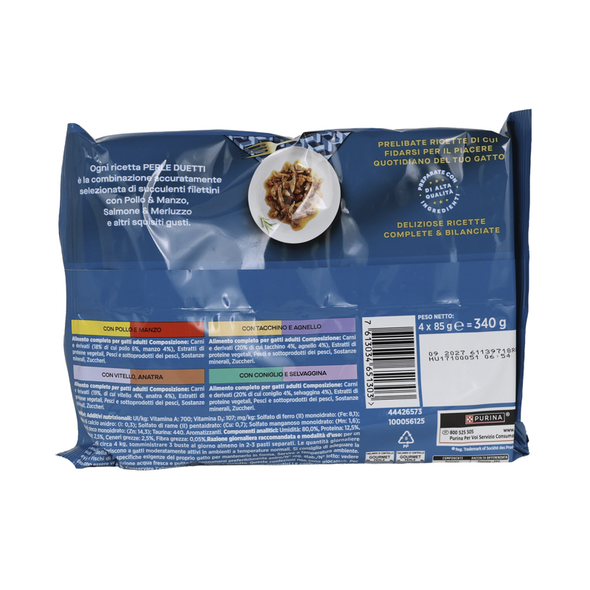 GOURMET PERLE FILETTI IN SALSA BUSTA 85 GRAMMI x 4 POLLO-TACCHINO-VITELLO-CONIGLIO PER GATTI