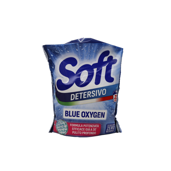 SOFT PIU DETERSIVO BUCATO LAVATRICE IN POLVERE BLUE OXYGEN IGIENIZZANTE RICARICA 22 LAVAGGI
