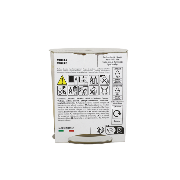 PETALI CANDELA PROFUMATA ALLA VANIGLIA IN BICCHIERE DI VETRO 170 GRAMMI ARDENZA 45 ORE Diam.6,5sm e H 8cm