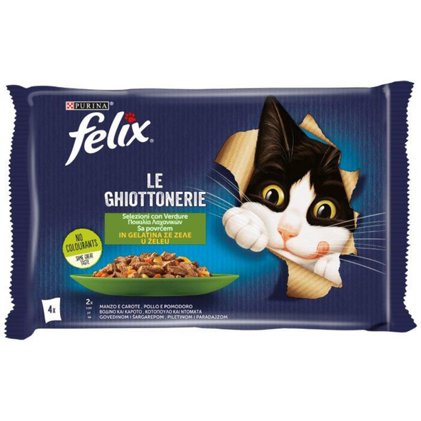FELIX LE GHIOTTONERIE 4 BUSTE DA 85 GRAMMI 2 MANZOeCAROTE 2 POLLOePOMODORO 