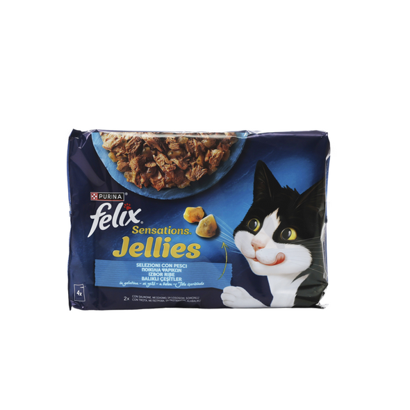 FELIX SENSATIONS JELLIES 4 BUSTE DA 85 GRAMMI 2 SALMONE 2 TROTA  