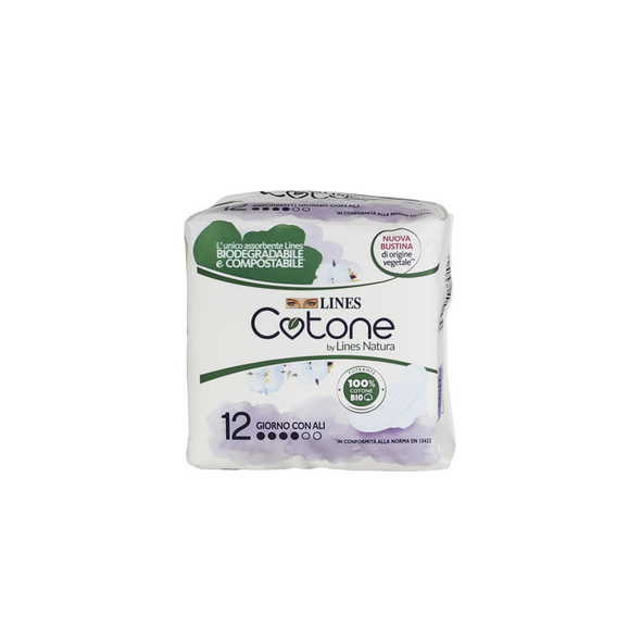 LINES COTONE NATURA CON ALI 12 PEZZI  ASSORBENTI