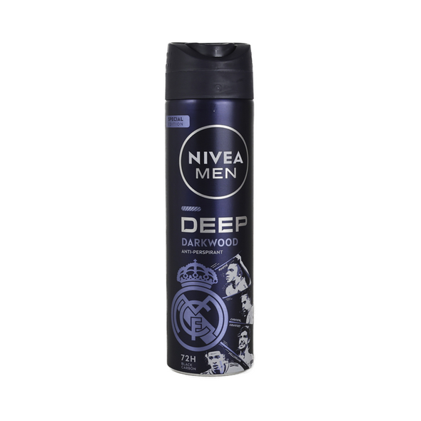 NIVEA FOR MEN DEODORANTE SPRAY 72h DEEP DRY & CLEAN FEEL ANTI-PERSPIRANT ANTI-BACTERIAL & BLACK CARBON 150 ML