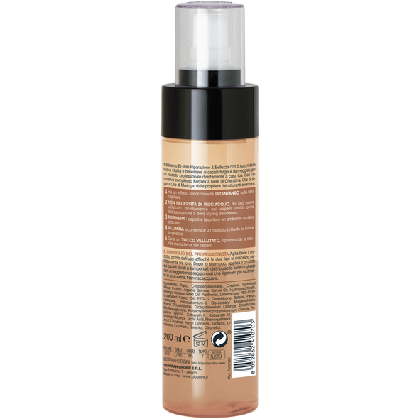 BIOPOINT PROFESSIONAL RIPARAZIONE E BELLEZZA BALSAMO BI-FASE FORMULA RISTRUTTURANTE 5 AZIONI PER CAPELLI FRAGILI E DANNEGGIATI 200 ML