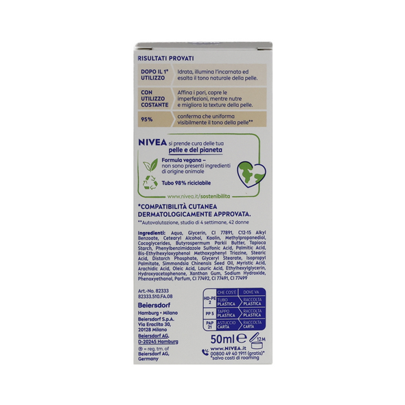 NIVEA VISO ESSENTIALS BB CREMA NATURALE UNIFORMANTE SUPER IDRATANTE GIORNO PER TUTTI ITIPI DI PELLE 50 ML 